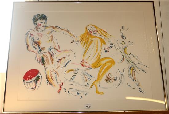 Susan Moorland, framed, naked figures on motorbike